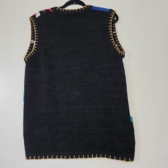 Vintage Ugly Christmas Sweater Vest Womens L Cabin Bear Candy Cane Artsy Fits XL - Picture 8 of 10
